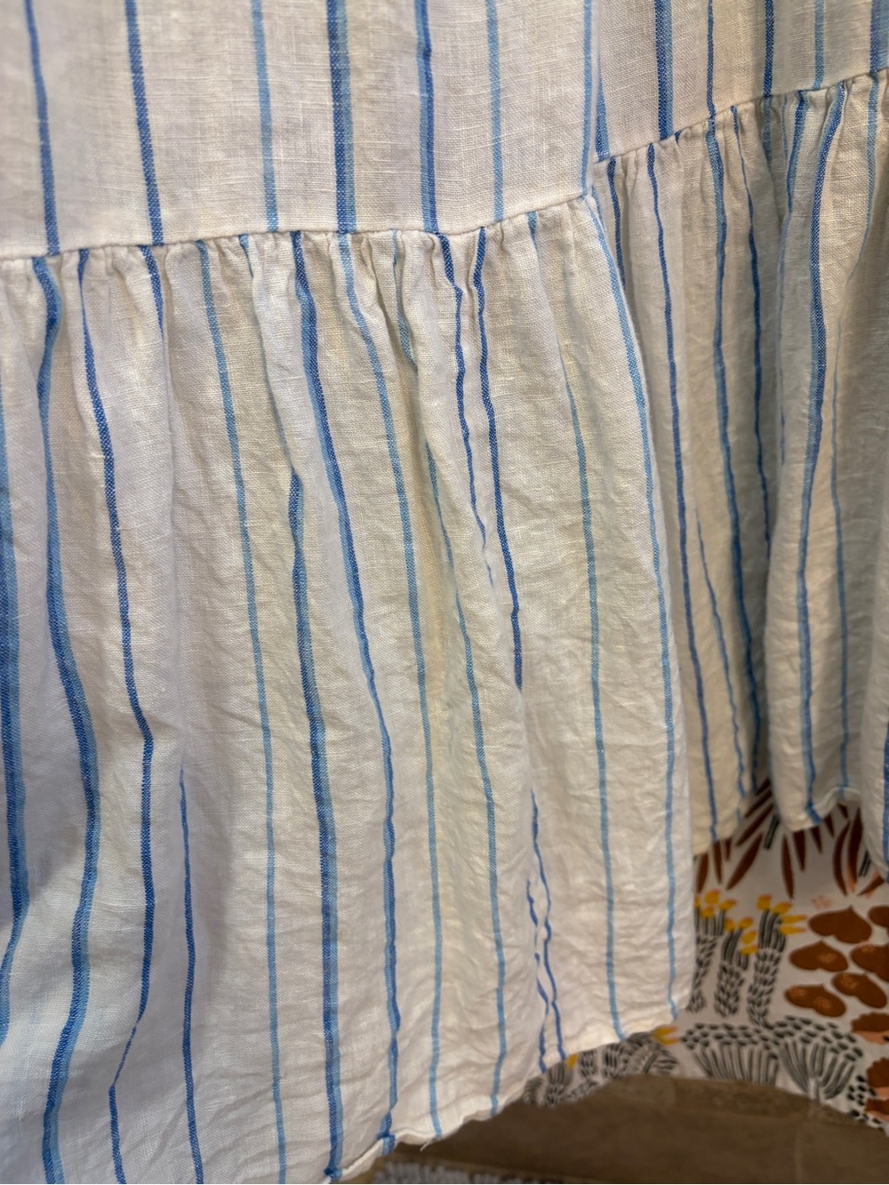 Madewell Striped White & Blue Linen Tiered Sundress - Picture 6 of 11
